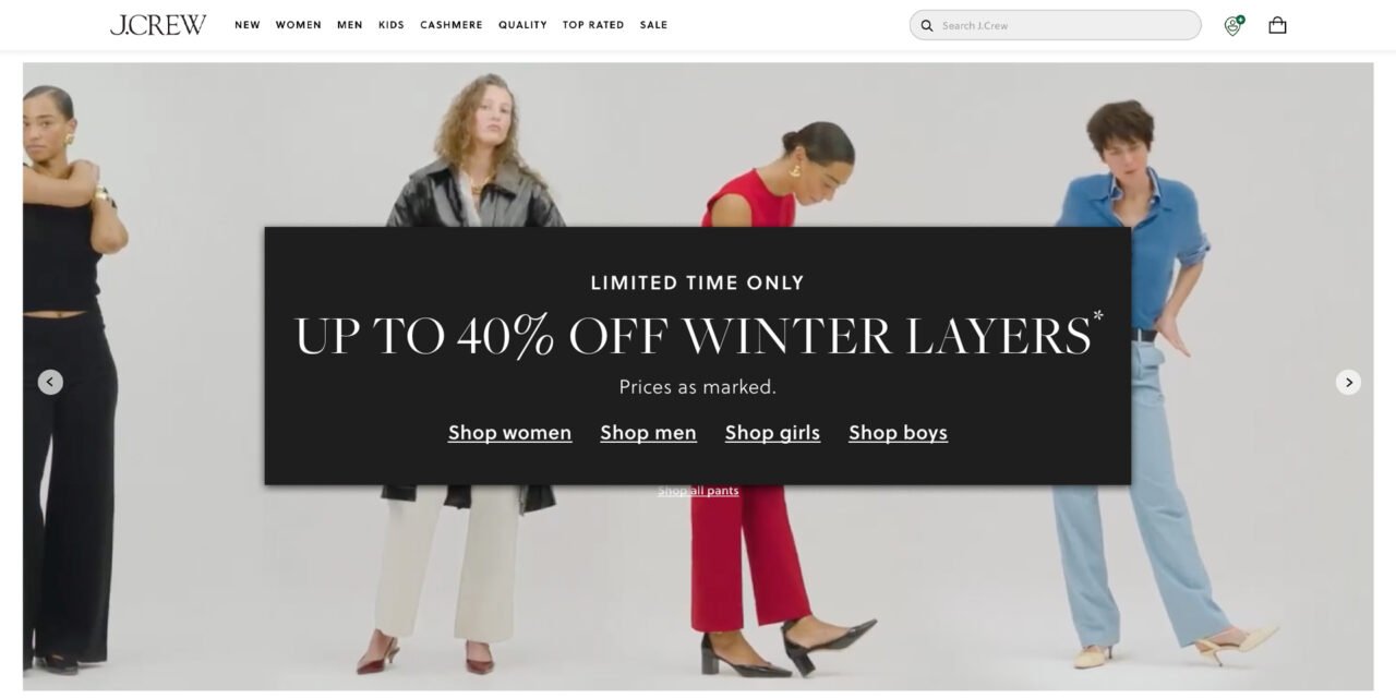 J. Crew coupon code pop-up